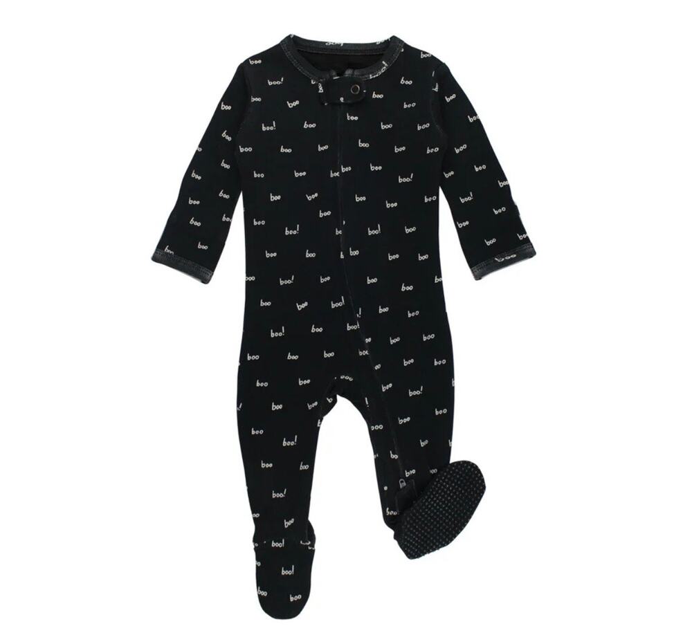 NEW L’ovedbaby Organic 2-Way Zipper Footie in Halloween Boo Print, 6/9m, NWT
